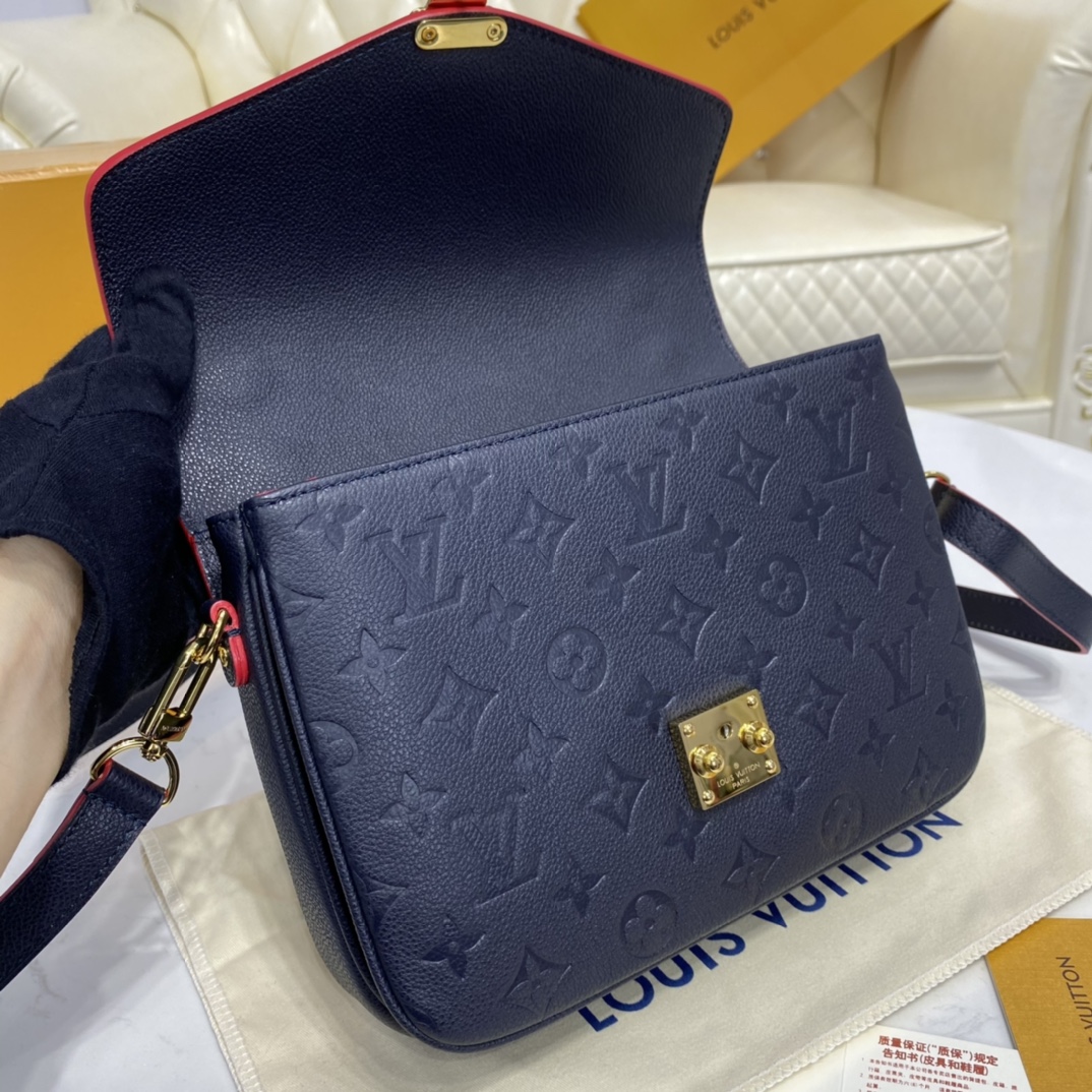 Louis Vuitton POCHETTE METIS Handbag Monogram Empreinte M44071 Navy Blue/Red